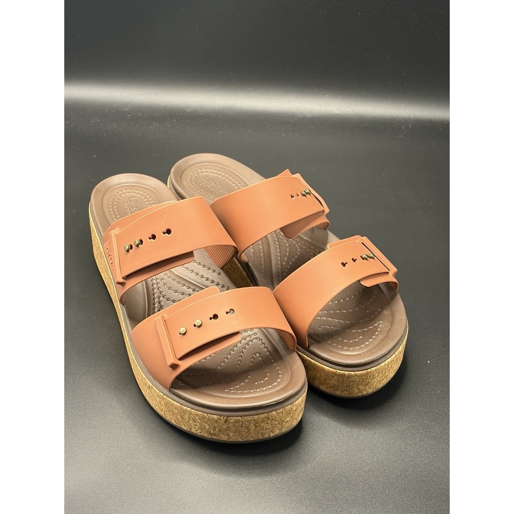 Crocs Brooklyn Cork Strappy Buckle Literide Beach VacayBrown/Rust Women's Size 8 - Picture 9 of 9